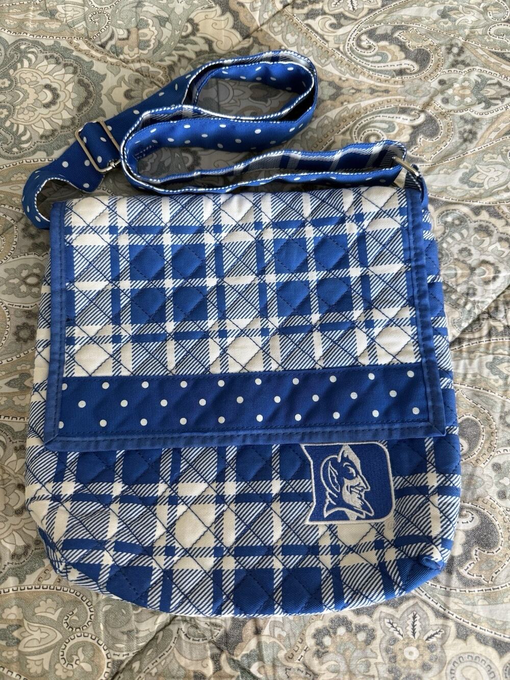 Duke Blue Devil Plaid Crossbody Purse Spirit Ready Adjustable Strap Tailgate